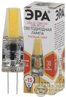 Лампа светодиодная LED-JC-1.5W-12V-COB-827-G4 120лм ЭРА Б0033197