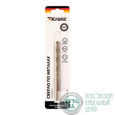 Сверло по металлу 7мм "Кобальт" (сталь HSS-Co 5% M35 P6M5K5) DIN 338 (блист.1шт) Kranz KR-91-0509