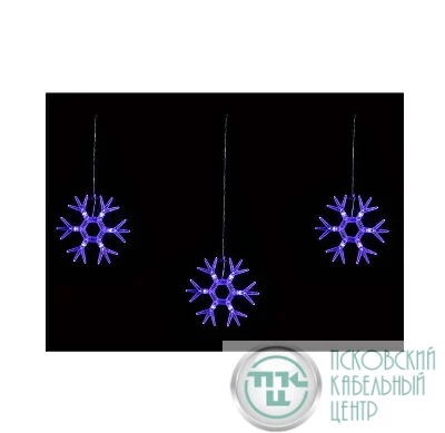 Гирлянда светодиодная "Снежинки-1" ULD-E1503-036/DTA BLUE IP20 SNOWFLAKES-1 1.5х3м 6 подвесов 36LED Uniel UL-00001406