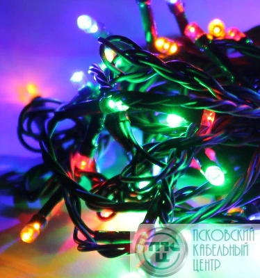 Гирлянда светодиодная 400LED шнур 41.5м IP20 8 режимов мигания мультиколор Космос KOC_GIR400_RGB