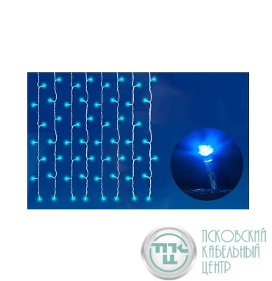 Занавес светодиодный ULD-C2030-240/SWK BLUE IP67 со статическим свечением 3х2м соединяемый 240LED син. свет. провод бел. Uniel UL-00001363