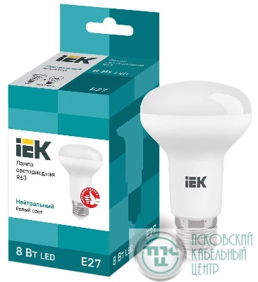 Лампа светодиодная 8Вт R63 4000К нейтр. бел. E27 720лм 230-240В IEK LLE-R63-8-230-40-E27