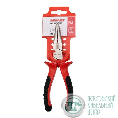 Тонкогубцы 160мм двухкомпонентн. рукоятки никелир. Rexant 12-4617