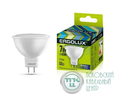 Лампа светодиодная LED-JCDR-7W-GU5.3-6500K JCDR 172-265В Ergolux 12881
