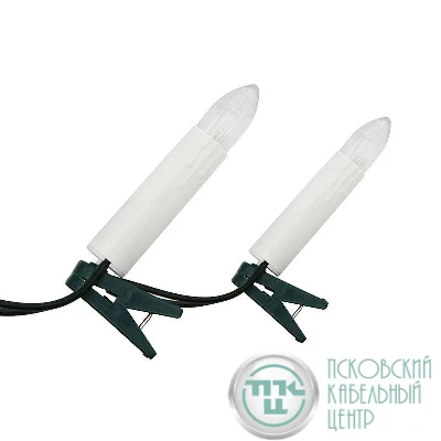 Гирлянда "Свечи" 20LED тепл. бел. 4м провод темно-зел. Neon-Night 303-083