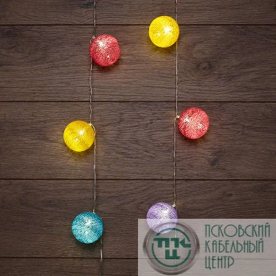 Фонарики тайские "Фейерверк" 1.5м 10LED тепл. бел. питание 2хАА (батарейки не в комплекте) провод прозр. ПВХ NEON-NIGHT 303-099
