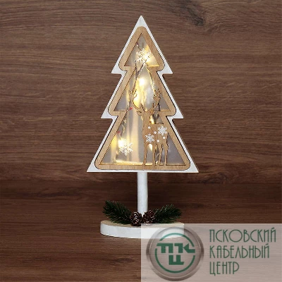 Фигура деревянная с подсветкой "Елка на подставке" 14.5х5х30см NEON-NIGHT 504-028