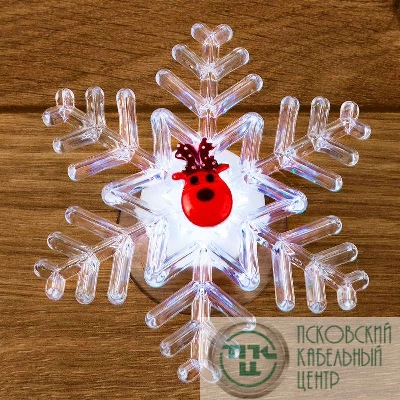 Фигура светодиодная "Олень на снежинке" RGB на присоске 9.5х9.5см Neon-Night 501-036