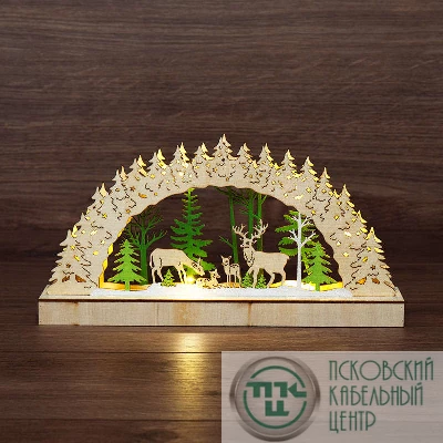 Фигура деревянная с подсветкой "Семейство оленей" 30х5х15.7см NEON-NIGHT 504-026