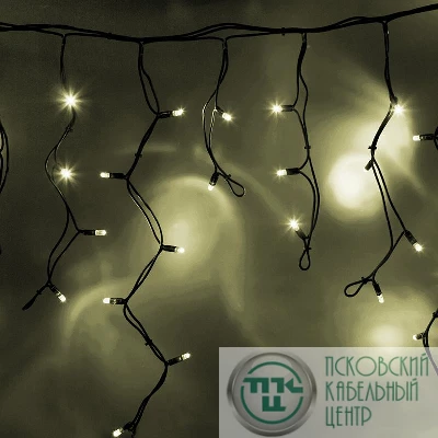 Гирлянда "Айсикл" (бахрома) 5.6х0.9м 240LED тепл. бел. 15Вт 220В IP67 провод черн. каучук Neon-Night 255-246