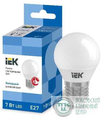 Лампа светодиодная G45 7Вт шар 6500К E27 230В IEK LLE-G45-7-230-65-E27