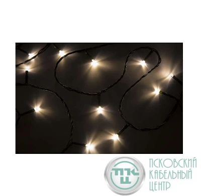 Гирлянда "ТВИНКЛ ЛАЙТ LED" (с контроллером 8 режимов) 6м 40LED 4Вт 220В IP20 тепл. бел. провод темн.-зел. ПВХ NEON-NIGHT 303-026