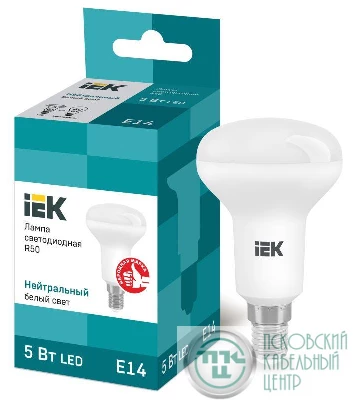 Лампа светодиодная 5Вт R50 4000К нейтр. бел. E14 450лм 230-240В IEK LLE-R50-5-230-40-E14