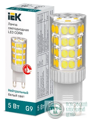 Лампа светодиодная CORN 5Вт капсула 4000К G9 230В керамика IEK LLE-CORN-5-230-40-G9
