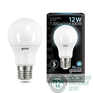 Лампа светодиодная Black 12Вт A60 грушевидная 4100К нейтр. бел. E27 1200лм GAUSS 102502212