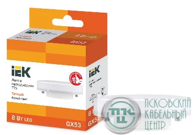 Лампа светодиодная T75 таблетка 8Вт 230В 3000К GX53 IEK LLE-T80-8-230-30-GX53