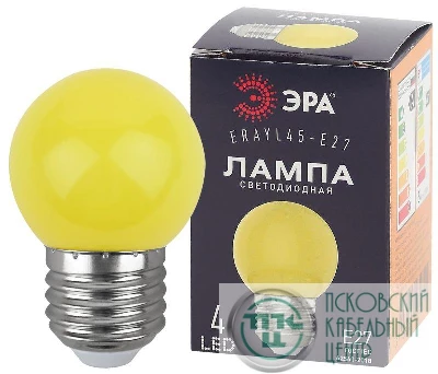 Лампа светодиодная 4SMD Р45-1W-E27 шар жел. 1Вт E27 ERAYL45-E27 (для белт-лайт) ЭРА Б0049576