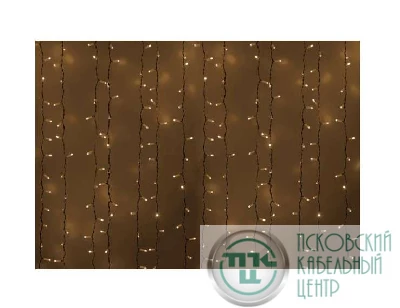 Гирлянда Дождь "ПЛЕЙ-ЛАЙТ" 2х1.5м 360LED 22Вт 230В IP44 бел.; фиксинг бел. провод NEON-NIGHT 235-115