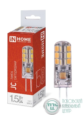 Лампа светодиодная LED-JC 1.5Вт 12В 4000К нейтр. бел. G4 150лм IN HOME 4690612035963