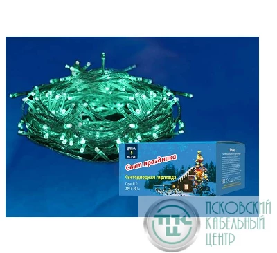 Гирлянда светодиодная ULD-S0500-050/DTA GREEN IP20 5м с контроллером 50 светодиодов зел. провод прозр. Uniel UL-00005760