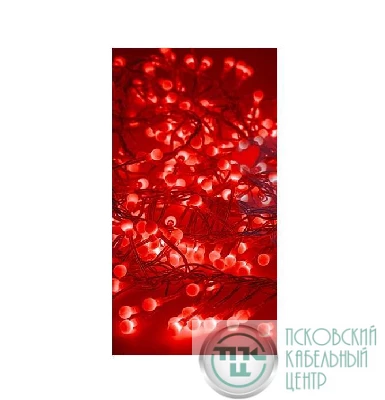 Гирлянда "Мишура LED" 6м 576LED красн. прозр. провод 35Вт 220В IP20 NEON-NIGHT 303-612
