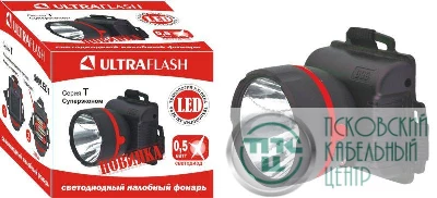 Фонарь налобный 909LED1 (1LED 1 режим; 3хR6 черн.) Ultraflash 11780