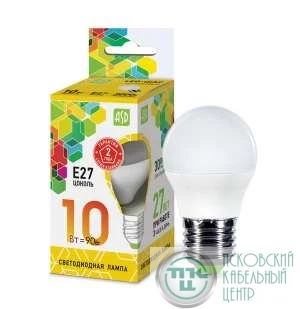 Лампа светодиодная LED-ШАР-std 10Вт 230В E27 3000К 900Лм ASD 4690612015477