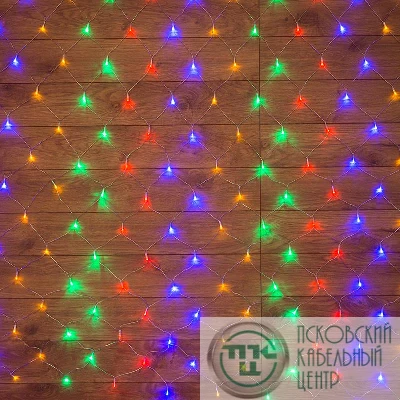 Гирлянда "Сеть" с контроллером 1.5х1.5м 150LED мульти. прозр. провод 12Вт 220В IP20 NEON-NIGHT 215-129