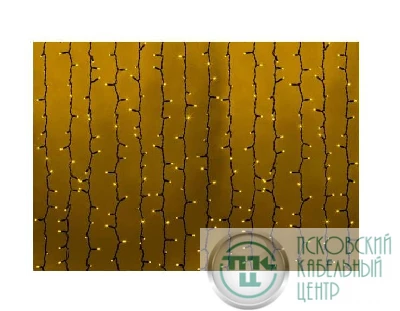 Гирлянда Дождь "ПЛЕЙ-ЛАЙТ" 2х1.5м 360LED 22Вт IP44 230В жел.; фиксинг черн. провод NEON-NIGHT 235-121