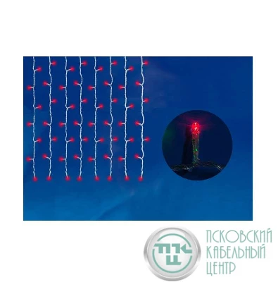 Занавес светодиодный ULD-C2030-240/SWK RED IP67 со статическим свечением 3х2м соединяемый 240LED красн. свет провод бел. Uniel UL-00001362