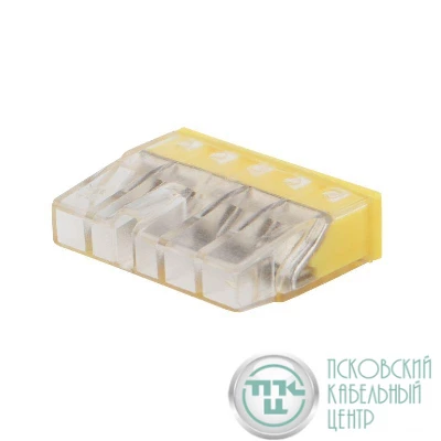 Экспресс-клемма строительно-монтажная СМК 2273-245 5-проводная 0.5-2.5кв.мм с пастой (блист.20шт) Rexant 07-3219-20