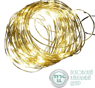 Гирлянда светодиодная ULD-S0500-050/SCB/2AA WARM WHITE IP20 DEW на батарейках 2AA (не в/к) "Роса" 5м с контроллером50 светодиодов тепл. бел провод медн. Uniel UL-00005265