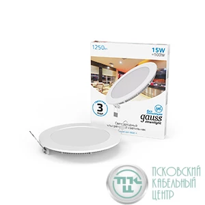 Светильник светодиодный Slim 170х22 15Вт 6500К 1250лм IP20 180-265В круг монтаж. отв. d155 Gauss 939111315