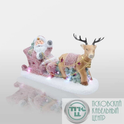Фигура керамическая "Дед Мороз в санях" 30.5х12.2х17.2см NEON-NIGHT 505-029