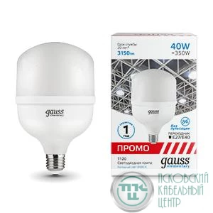 Лампа светодиодная Elementary T120 40Вт 6500К E40 3150лм Promo Gauss 60434