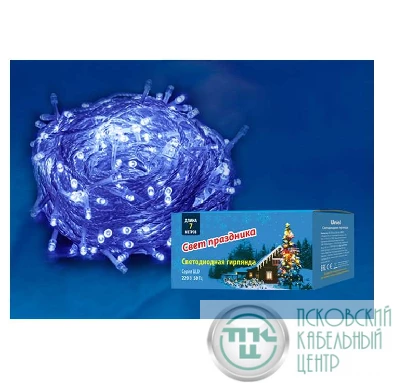 Гирлянда светодиодная ULD-S0700-060/DTA BLUE IP20 7м с контроллером 60 светодиодов син. провод прозр. Uniel UL-00005254