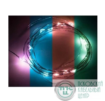 Гирлянда "Роса" 2м 20LED RGB 5Вт 4.5В IP20 прозр. провод (2хCR2032 в комплекте) NEON-NIGHT 303-009
