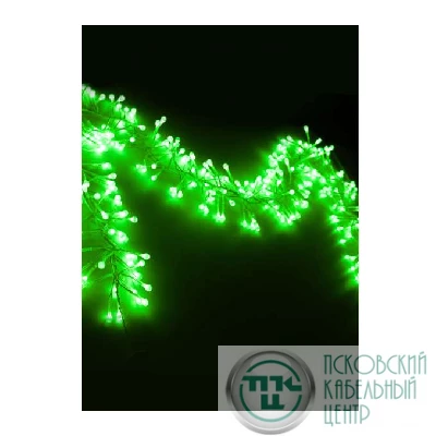 Гирлянда декоративная "Еловый шлейф из светодиод. шариков" 6.4м (1.4+5м шнур) 288LED IP20 зел. Космос KOC_GIR288LEDBALL_G