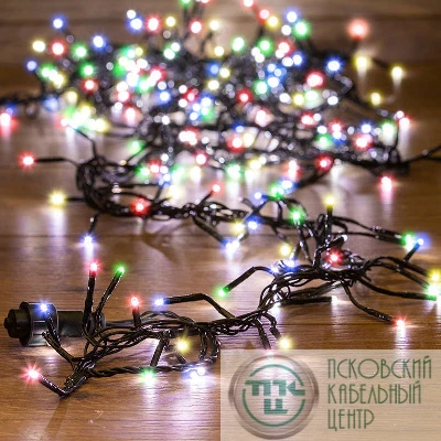 Гирлянда "Кластер LED" 3м 288LED IP20 мультиколор провод темн.-зел. ПВХ NEON-NIGHT 303-629