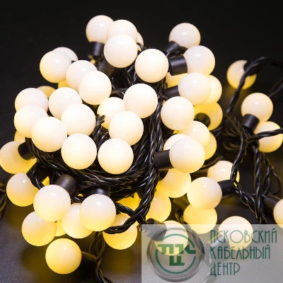 Гирлянда "Мультишарики" d23мм 10м 80LED тепл. бел. провод черн. Neon-Night 303-516