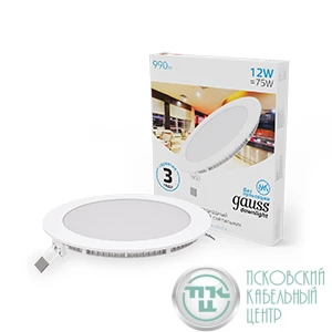 Светильник светодиодный Slim 12Вт 6500К IP20 990лм 220-240В ДВО круг бел. GAUSS 939111312