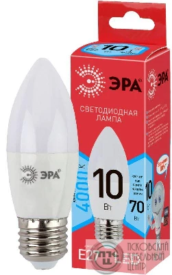 Лампа светодиодная ECO LED B35-10W-840-E27 (диод свеча 10Вт нейтр. E27) ЭРА Б0032965