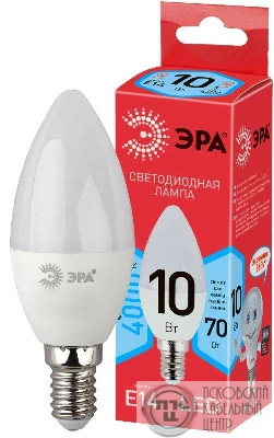Лампа светодиодная ECO LED B35-10W-840-E14 (диод свеча 10Вт нейтр. E14) ЭРА Б0032963