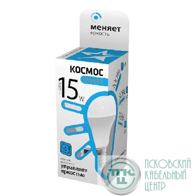 Лампа светодиодная A60 15Вт грушевидная 4500К E27 220В 3 уровня яркости Smart КОСМОС LksmLEDSD15wA60E2745