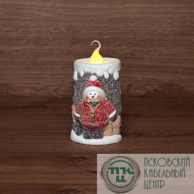 Фигура керамическая "Свечка со снеговиком" 10.5х9х17.6см NEON-NIGHT 505-016