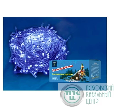 Гирлянда светодиодная ULD-S0500-050/DTA BLUE IP20 5м с контроллером 50 светодиодов син. провод прозр. Uniel UL-00005253