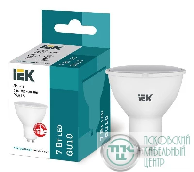 Лампа светодиодная 7Вт PAR16 софит 4000К нейтр. бел. GU10 230В IEK LLE-PAR16-7-230-40-GU10