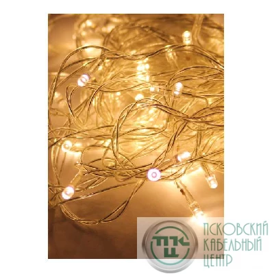 Гирлянда светодиодная 120LED бел. прозр. провод 12.8м (11.3+1.5) 8 режимов мигания IP20 тепл. бел. Космос KOC_GIR120LED_W