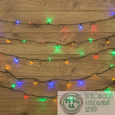 Гирлянда "ТВИНКЛ ЛАЙТ LED" (с контроллером 8 режимов) 6м 40LED 4Вт 220В IP20 мульти. провод темн.-зел. ПВХ NEON-NIGHT 303-029