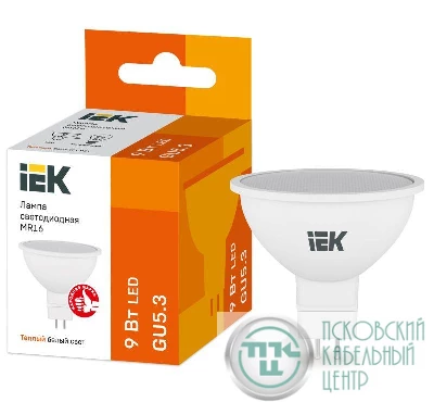 Лампа светодиодная MR16 софит 9Вт 230В 3000К GU5.3 IEK LLE-MR16-9-230-30-GU5